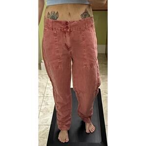 Sundance size 6 red rust convertible pants 55% linen 45% cotton organia lace